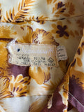 Vintage 60s Kamawhance Hawaiian Floral Button Up Shirt - 100% Polyester - Large