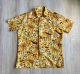 Vintage 60s Kamawhance Hawaiian Floral Button Up Shirt - 100% Polyester - Large