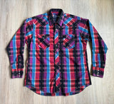Vintage 80s Wrangler Bold Plaid Western Pearlsnap Shirt - Large