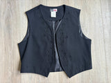 Vintage 90s Lucia Petites Cropped Black Western Floral Embroidered Vest - Sm/Med - Made in USA