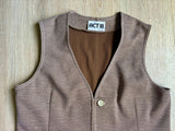 Vintage 60s Act III Brown/White Polyester Leisure Vest - Med/Lrg