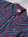 Classic Y2K Ely Cattleman Teal/Navy/Maroon Striped Long Sleeve Pearl Snap Western Shirt - Med/Large