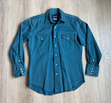 Classic Y2K Wrangler Solid Turquoise / Green Pearlsnap Western Shirt - Sm/Med