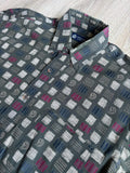Vintage 90s Ambassador's OKC Wild Abstract Print Button Up Dress Shirt - Med/Lrg