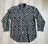 Vintage 90s Ambassador's OKC Wild Abstract Print Button Up Dress Shirt - Med/Lrg
