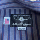 Classic Y2K Ruddock Flying R Ranchwear Blue / Gray Striped Western Pearlsnap Shirt - Size 2X/3X