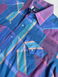 Vintage 80s Panhandle Slim Purple / Maroon / Blue Plaid Western Pearlsnap Shirt - Med/Lrg
