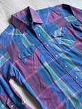 Vintage 80s Panhandle Slim Purple / Maroon / Blue Plaid Western Pearlsnap Shirt - Med/Lrg