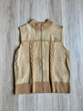 Vintage 90s Designers Studio Beige Suede Zip Up Sweater Vest - Small