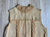 Vintage 90s Designers Studio Beige Suede Zip Up Sweater Vest - Small