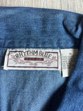 Vintage 90s Rhythm Blue Denim Rodeo Scene Vest w/Bandana inlay - Medium