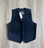 Vintage 90s Deadstock Lears Navy Blue Suede Vest - Medium
