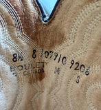 Size 8.5 Vintage Boulet Brown Faux Lizard Skin Cowboy Boots - Made in Canada
