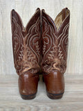 Size 8.5 Vintage Boulet Brown Faux Lizard Skin Cowboy Boots - Made in Canada