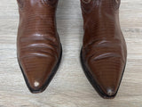 Size 8.5 Vintage Boulet Brown Faux Lizard Skin Cowboy Boots - Made in Canada