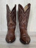 Size 8.5 Vintage Boulet Brown Faux Lizard Skin Cowboy Boots - Made in Canada