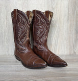 Size 8.5 Vintage Boulet Brown Faux Lizard Skin Cowboy Boots - Made in Canada