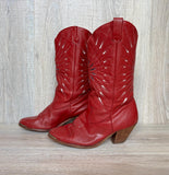 Women's Size 6.5 Vintage ACME Dingo Red Leather Cowboy Boots - Made in USA