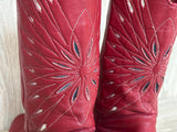 Women's Size 6.5 Vintage ACME Dingo Red Leather Cowboy Boots - Made in USA