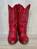 Women's Size 6.5 Vintage ACME Dingo Red Leather Cowboy Boots - Made in USA