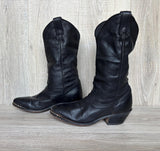 Womens Size 5.5 Vintage Laredo Black Leather Slouch Cowboy Boots - Made in USA