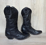 Womens Size 5.5 Vintage Laredo Black Leather Slouch Cowboy Boots - Made in USA