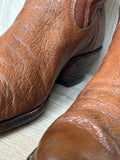 Size 10 Vintage 80s Sanders Brown Bull Hide Leather Cowboy Boots