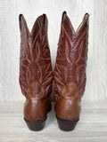 Size 10 Vintage 80s Sanders Brown Bull Hide Leather Cowboy Boots