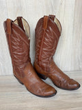 Size 10 Vintage 80s Sanders Brown Bull Hide Leather Cowboy Boots