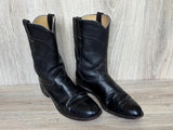 Size 9 Vintage 90s Justin Black Leather Roper Cowboy Boots