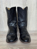 Size 9 Vintage 90s Justin Black Leather Roper Cowboy Boots