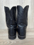 Size 9 Vintage 90s Justin Black Leather Roper Cowboy Boots