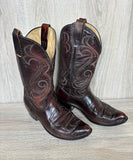Size 9 Vintage 70s Laredo Cherry / Brownish Maroon Leather Cowboy Boots - Made in USA