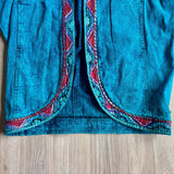 Vintage 80s Turquoise Dyed Denim Duster Jacket – Sundance Puff Paint, L/XL