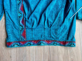 Vintage 80s Turquoise Dyed Denim Duster Jacket – Sundance Puff Paint, L/XL