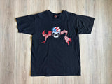 Classic Y2K Harley Davidson Black Las Vegas Flag / Skull Biker T-Shirt - Sm/Med