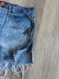 Classic Wrangler 36MWZ Slim Fit Acid Wash Denim Cutoff Shorts (30 Waist)