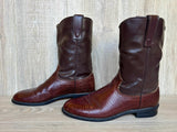 Size 8.5 EE Vintage 80s Wrangler Faux Lizard Skin Cowboy Boots