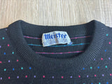 Vintage 80s Meister Sweater Black w/ Hearts - Womens Sm/Med