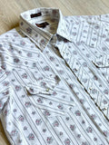 Vintage 70s Sheplers White Western Striped / Floral Long Sleeve Pearlsnap Shirt - XL
