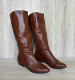 Women's size 7 Vintage 80s Choice Brown Leather Knee-High Equestrian Riding Boots