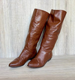Women's size 7 Vintage 80s Choice Brown Leather Knee-High Equestrian Riding Boots