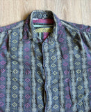 Vintage 90s Mexx Gray / Blue / Southwestern Abstract Striped Button Up Shirt - Sm/Med
