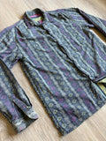 Vintage 90s Mexx Gray / Blue / Southwestern Abstract Striped Button Up Shirt - Sm/Med