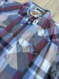 Vintage 80s Youngbloods Maroon / Blue / Grey Plaid Western Pearlsnap Shirt - Med/Lrg