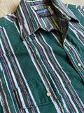 Vintage 90s Wrangler Green Aztec Stripe Short Sleeve Western Pearlsnap Shirt - Medium