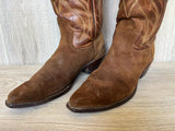 Size 9.5 Vintage Acme Brown Roughout Suede Leather Cowboy Boots