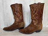 Size 9.5 Vintage Acme Brown Roughout Suede Leather Cowboy Boots