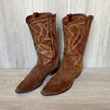 Size 9.5 Vintage Acme Brown Roughout Suede Leather Cowboy Boots