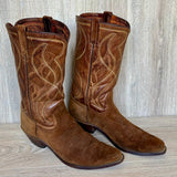 Size 9.5 Vintage Acme Brown Roughout Suede Leather Cowboy Boots